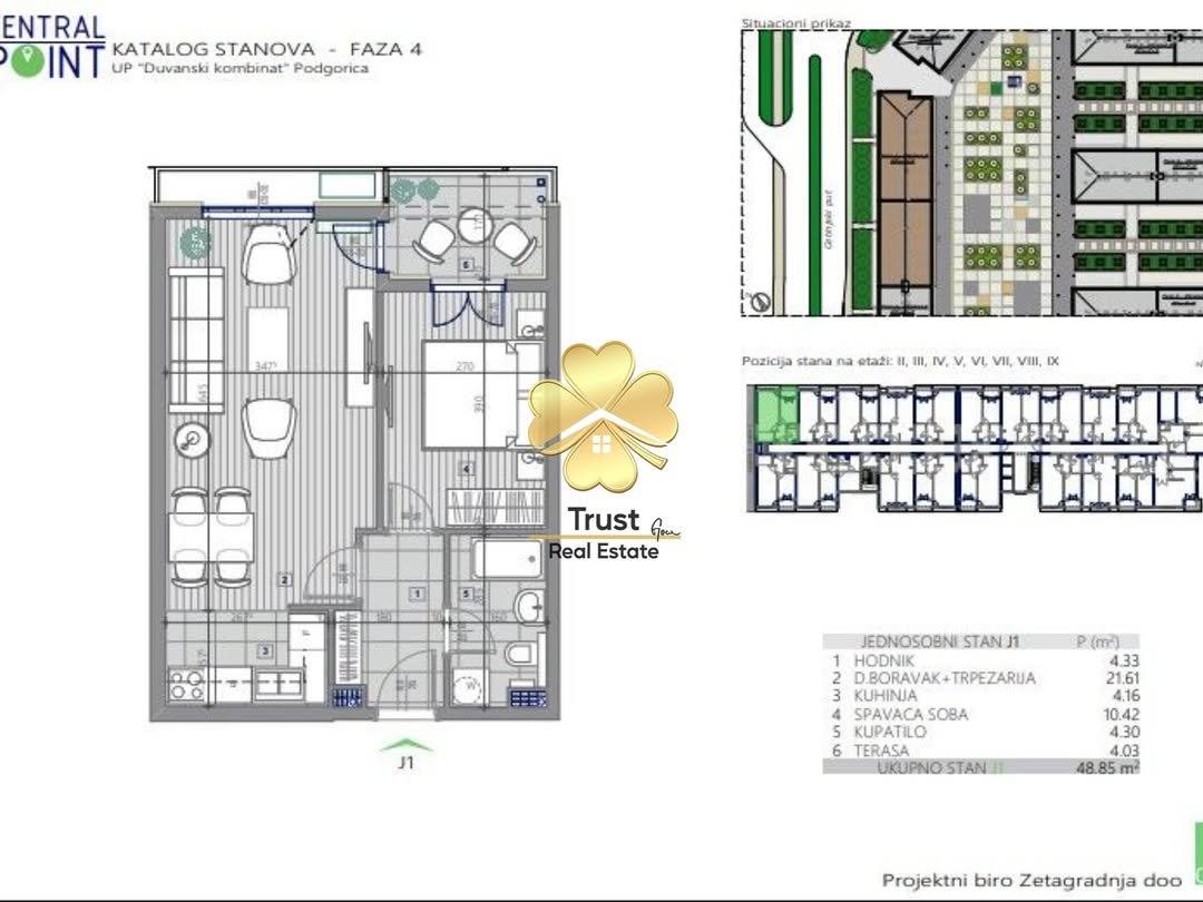 Jednosoban stan, Central Point, Podgorica, 49m2 — fotografija 2
